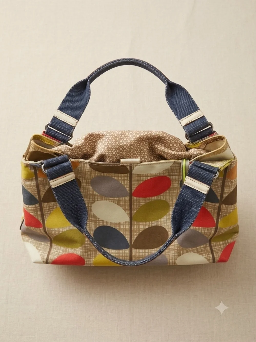 Orla Kiely etc. Classic Multi Stem Coated Canvas Shoulder Tote Bag Mod Retro